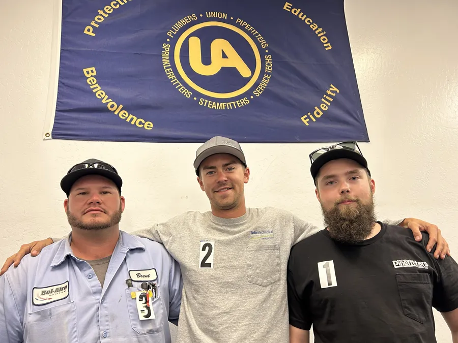 HVAC apprentices (left to right) Brent Larsen, Seamus Hunt, Tyler Eulert